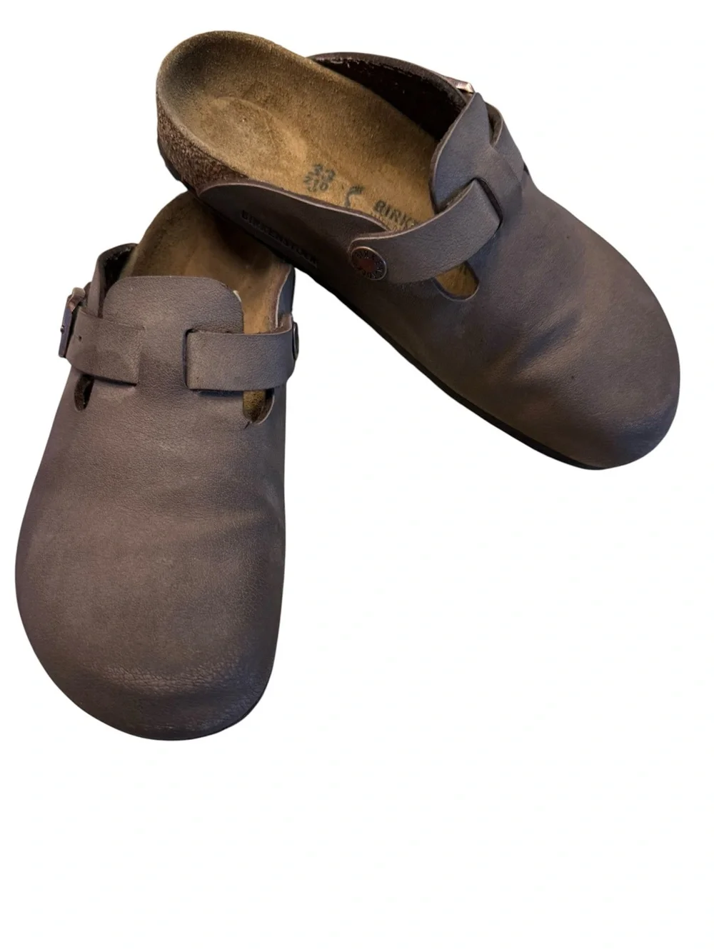Birkenstock Boston Youth 33 (2-2.5) Casual Slip-On Clogs – Taupe Faux Suede